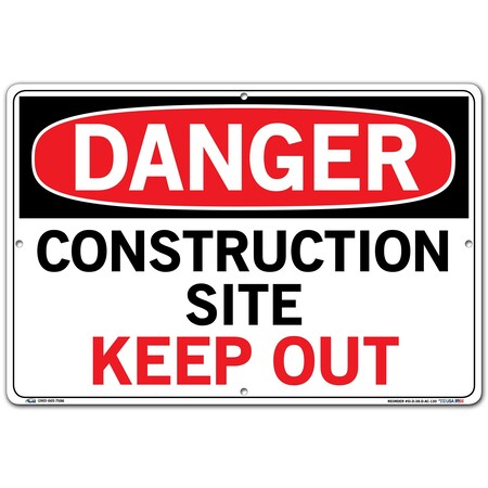 Vestil Aluminum Composite Sign, 12-1/2" Height, 18-1/2" Width, Aluminum Composite, Rectangle, English SI-D-38-D-AC-130